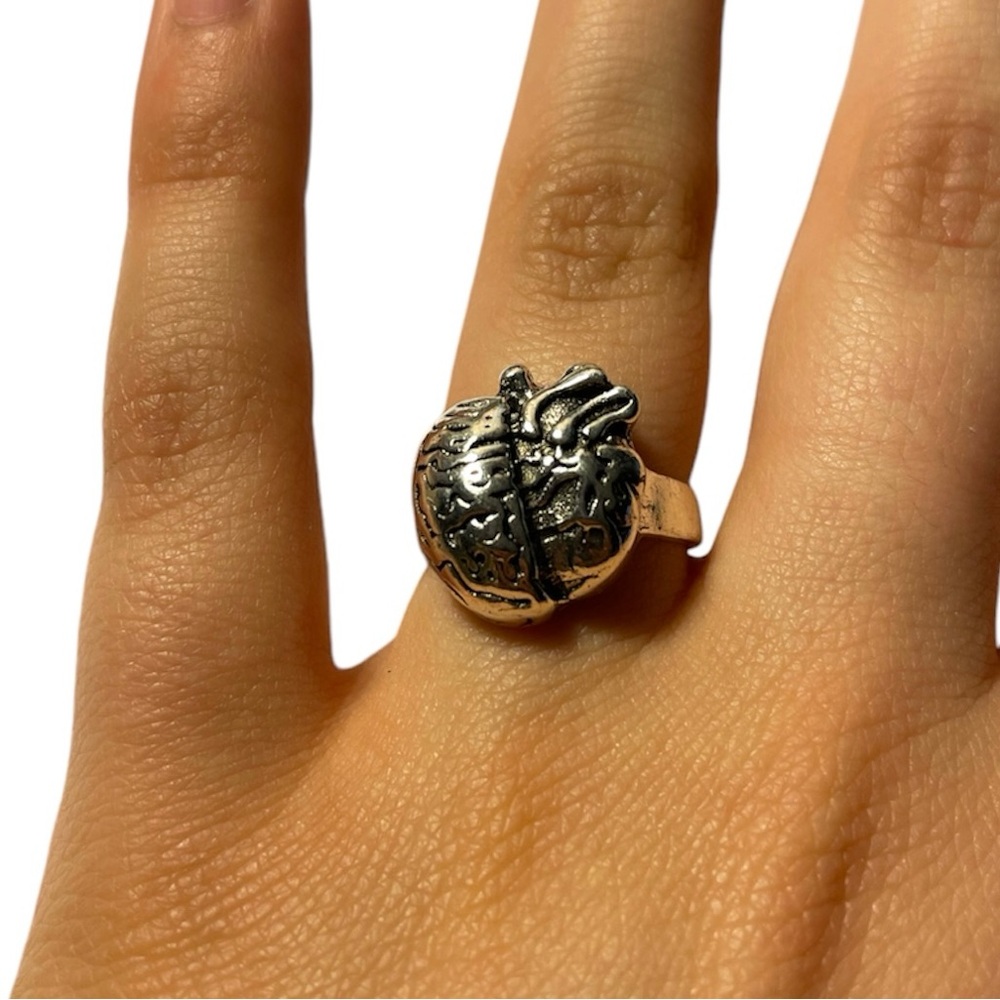 Silver Split Brain Heart Ring Size 7/8